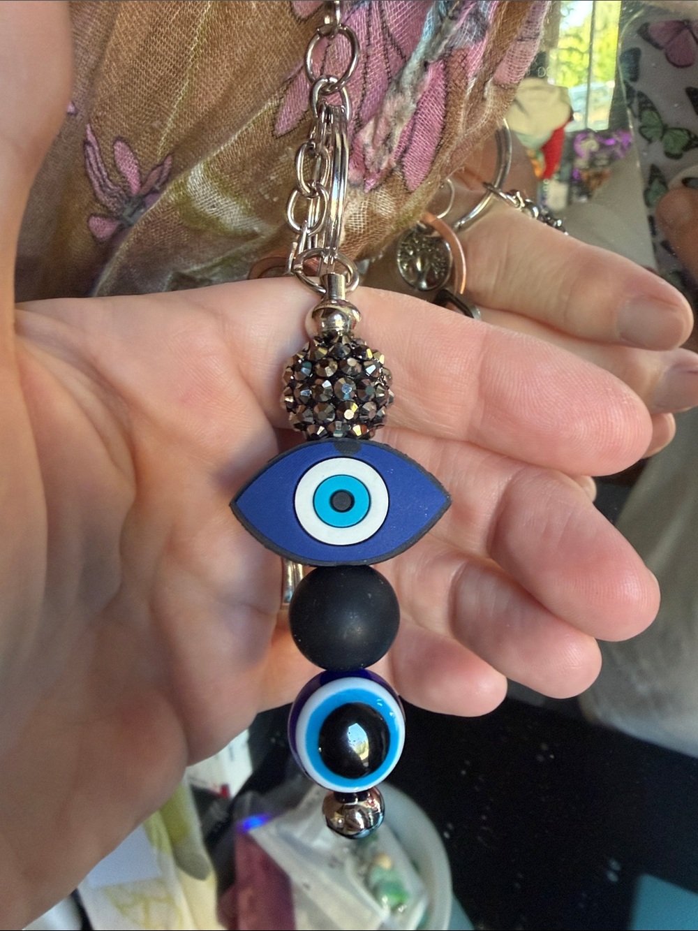Men's Blue Evil Eye Necklace Pendant - Protective Bead Accent